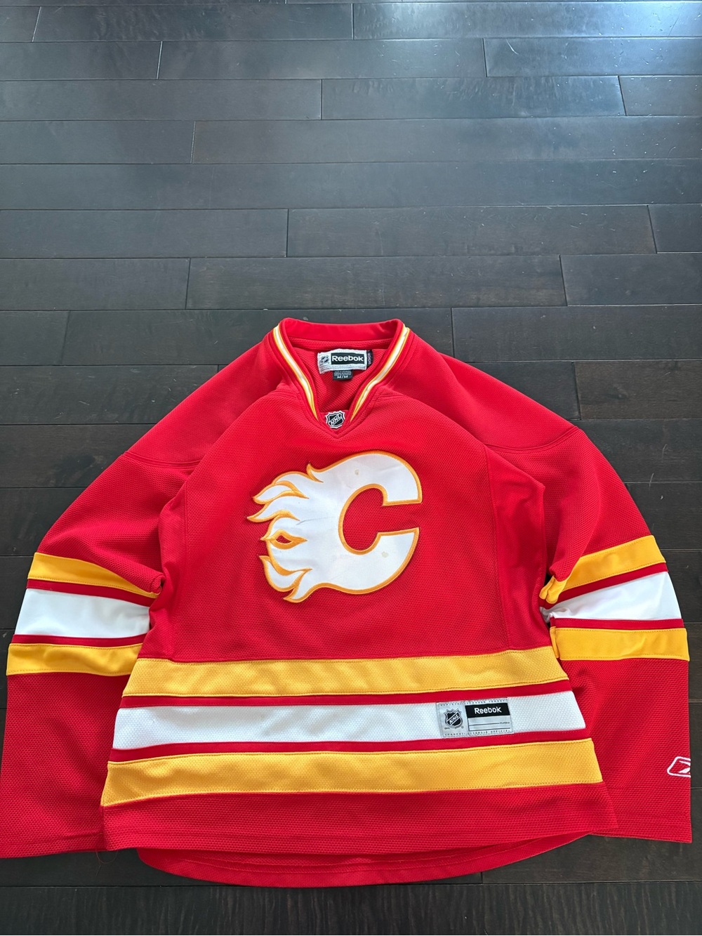 Reebok Red Calgary Flames Women's Hockey Jersey with Yellow & White Trim